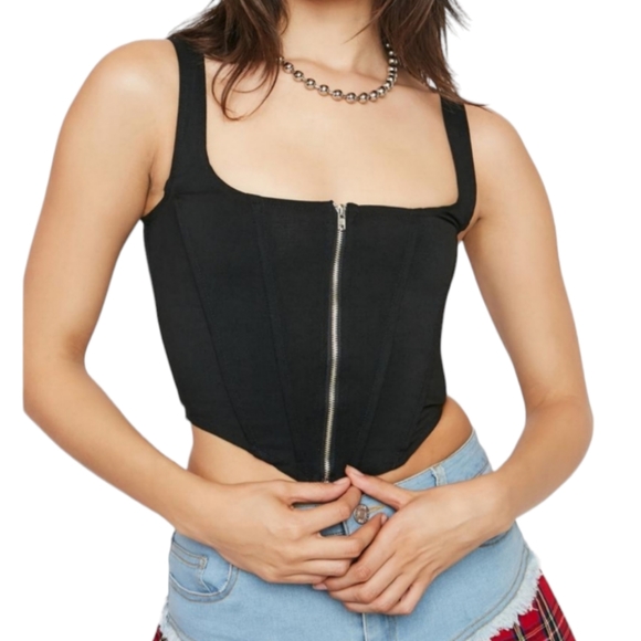 Wink Gal Noir Hold A Grudge Corset Crop Top - Picture 1 of 6